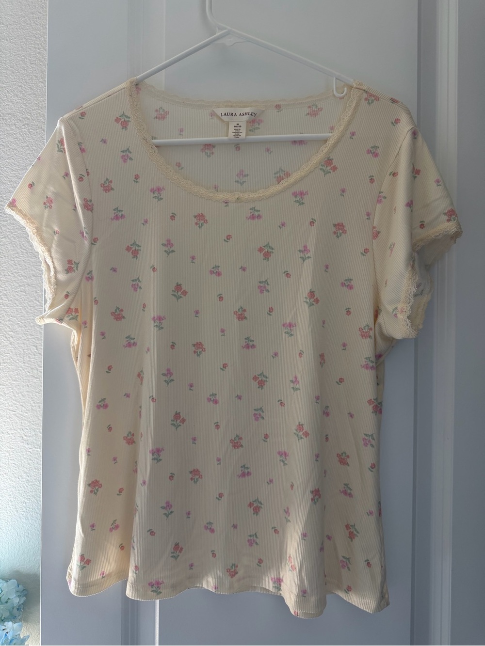 Laura Ashley Cream Floral Short Sleeve Tee